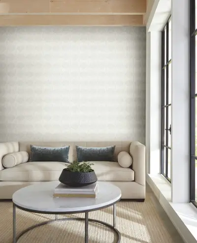 Palm Thatch Wallpaper - White/Grey