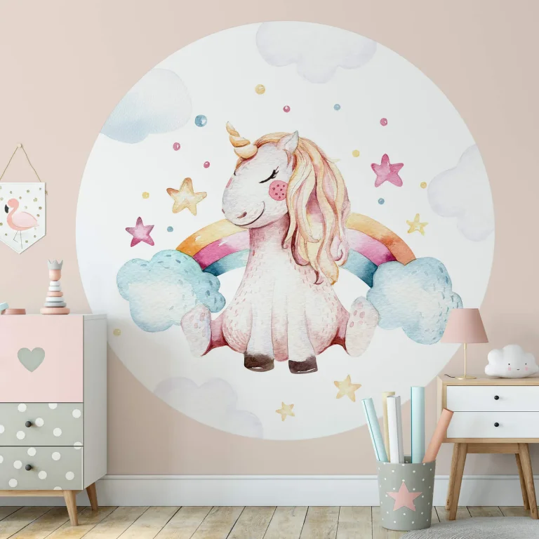 Unicorn Dreams - Wall Mural 5573 - Round - 144cm diameter