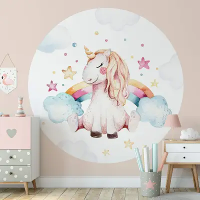 Unicorn Dreams - Wall Mural 5573 - Round - 144cm diameter