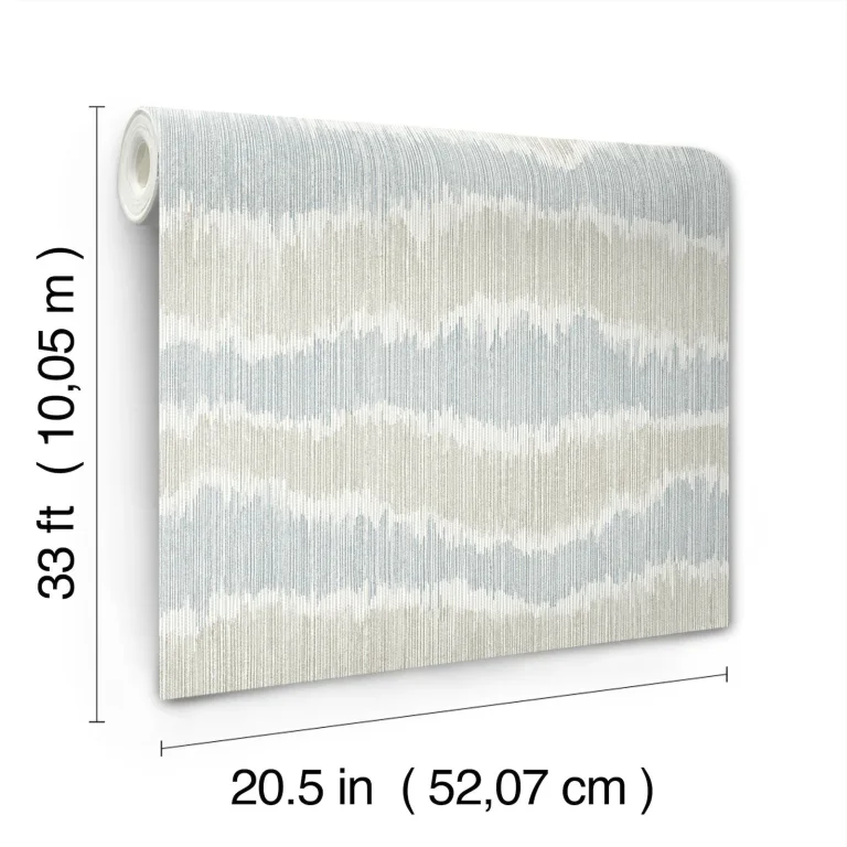 Wiggle Ikat Stripe Wallpaper - Natural/Blue — Ảnh 4