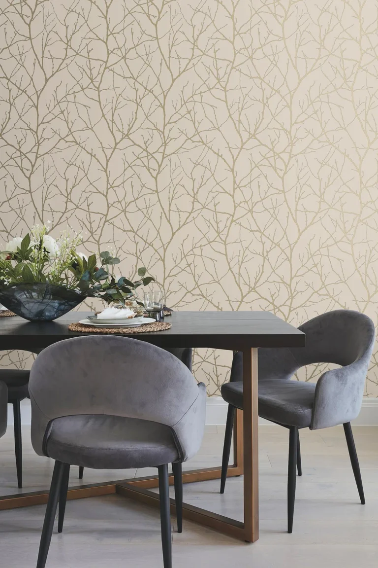 Trees Silhouette Wallpaper - Beige/Gold — Ảnh 3