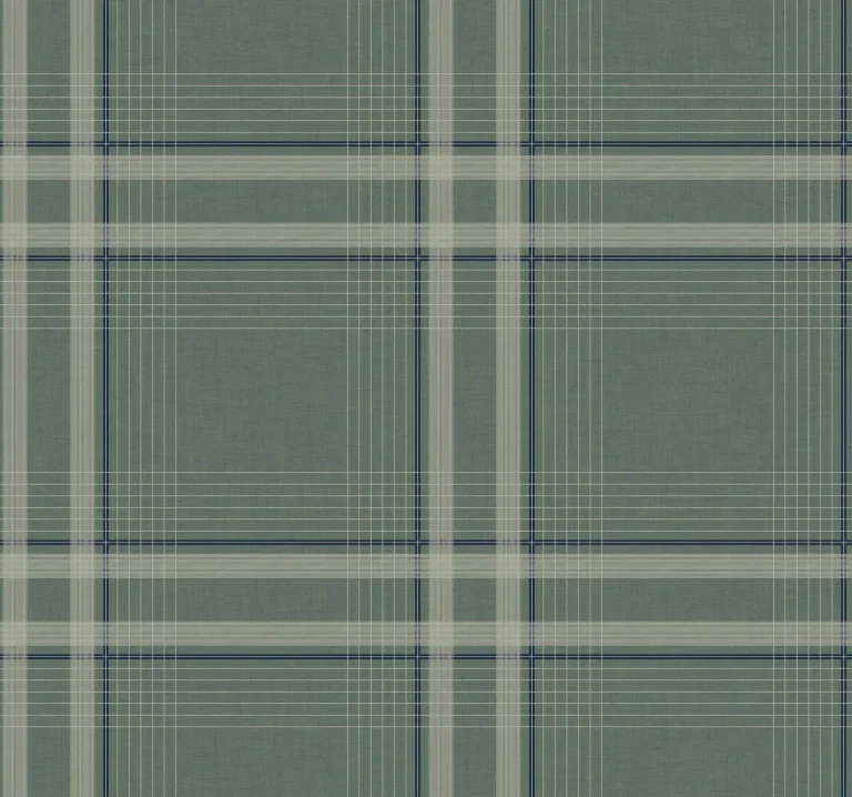 Ronald Redding Country Club Plaid Faux Linen Wallpaper - Green — Image 5