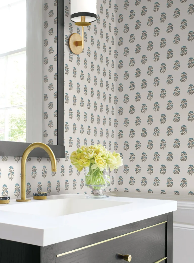 Sylvie Floral Wallpaper - Teal — Ảnh 3