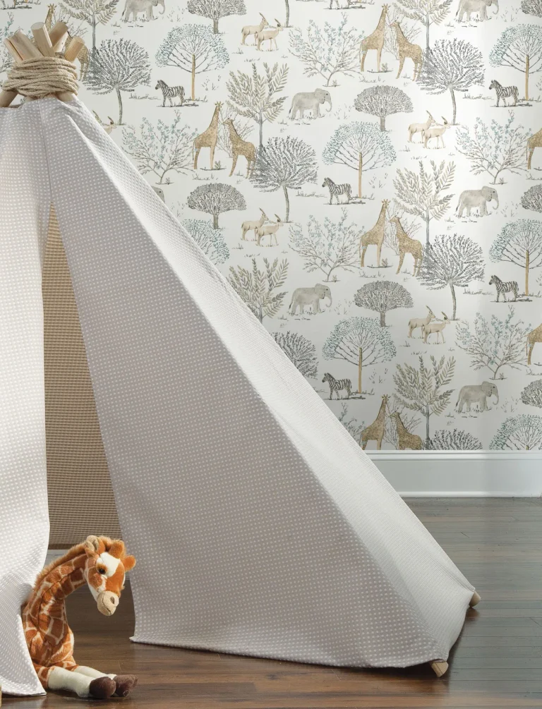 On the Savanna Peel and Stick Wallpaper - Beige/White — Ảnh 6