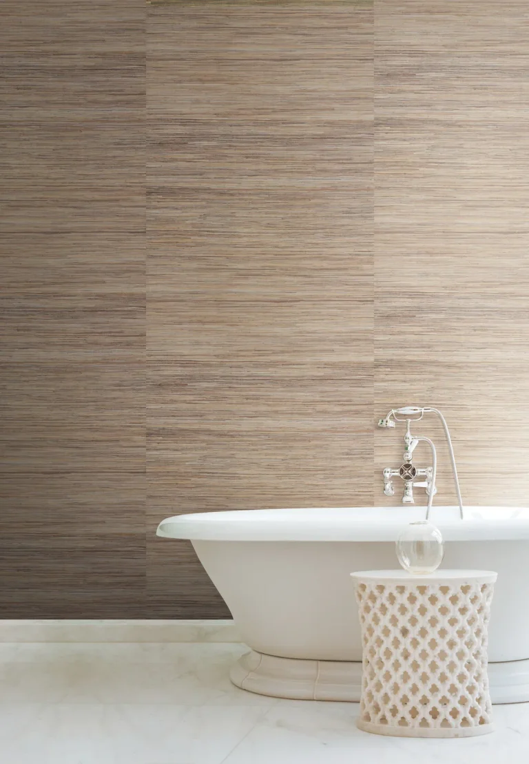Raw Jute Grasscloth Wallpaper - Silver Metallic/Brown — Image 4
