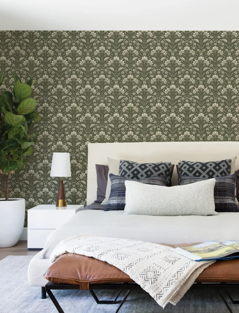 Chesapeake Edith Floral Damask Wallpaper - Green — Ảnh 6