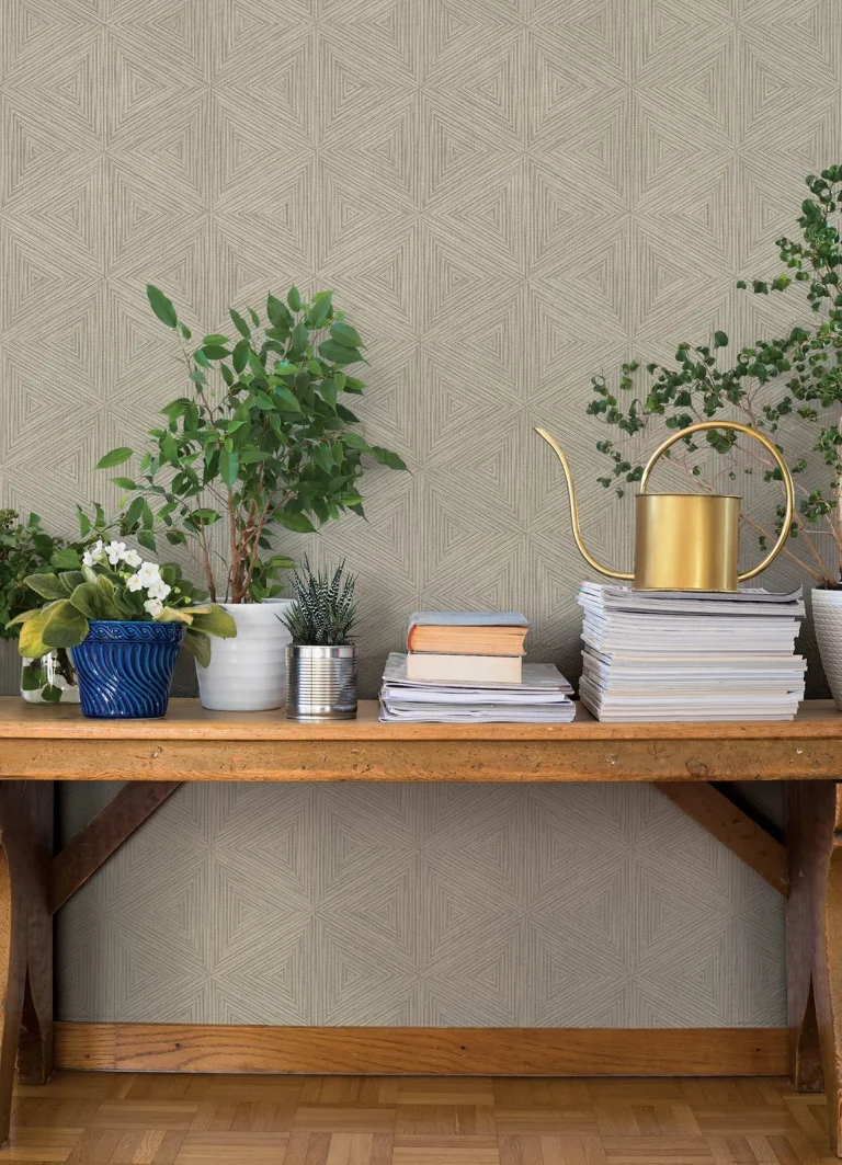 Anara Geo Faux Grasscloth Wallpaper - Grey — Image 5