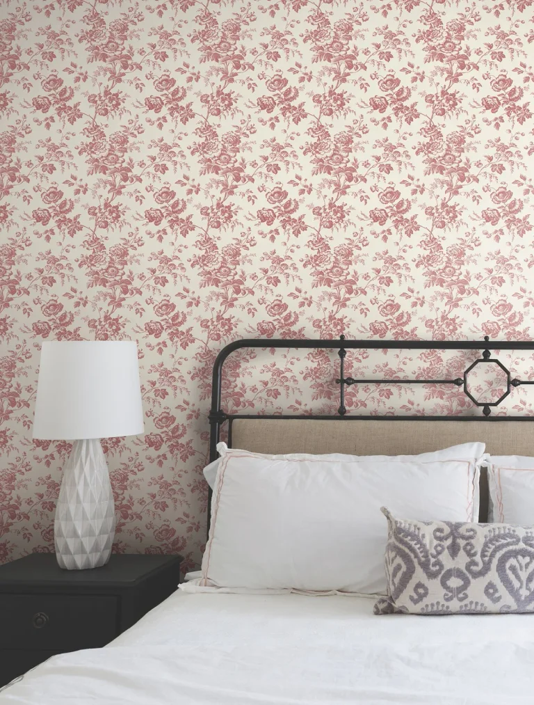 Anemone Toile Wallpaper - French Red — Ảnh 8