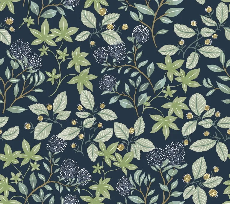 Mildred Botanical Trail Wallpaper - Indigo — Image 3