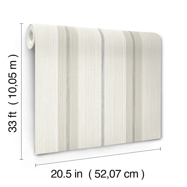 Chris Loves Julia Ames Linen Stripe Wallpaper - Grey — Ảnh 6