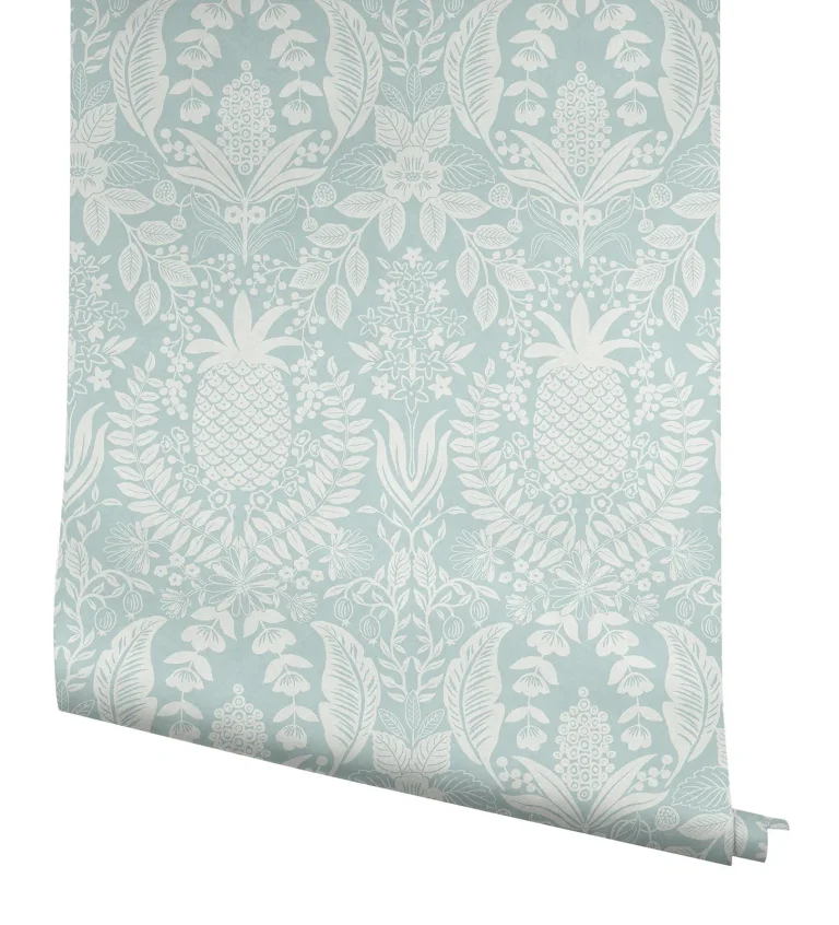 Rifle Paper Co. Pineapple Damask Wallpaper - Light Blue — Ảnh 3