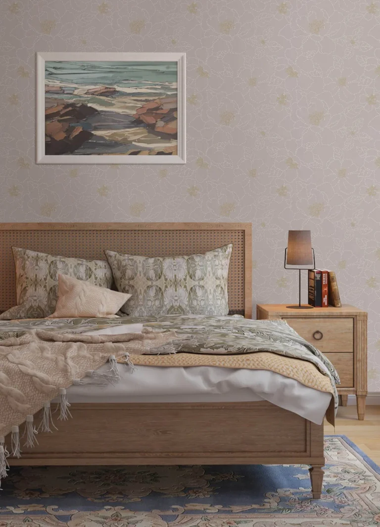 Gardena Embroidered Floral Wallpaper - Lavender — Ảnh 5