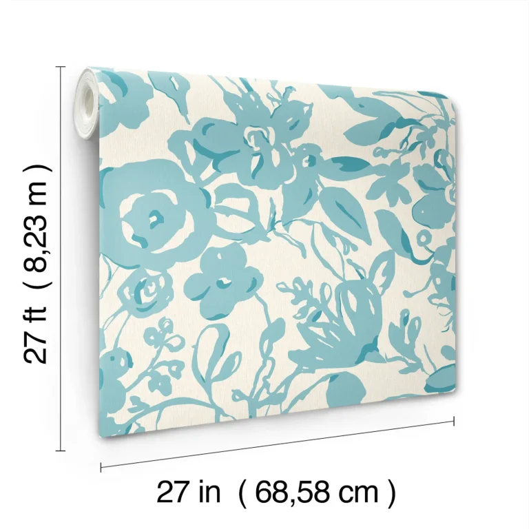 Brushstroke Floral Wallpaper - Aqua — Ảnh 7