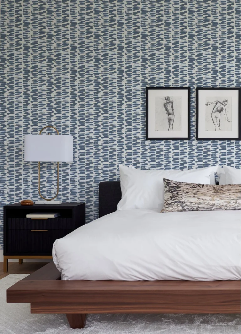 Myrtle Abstract Stripe Wallpaper - Indigo — Image 5