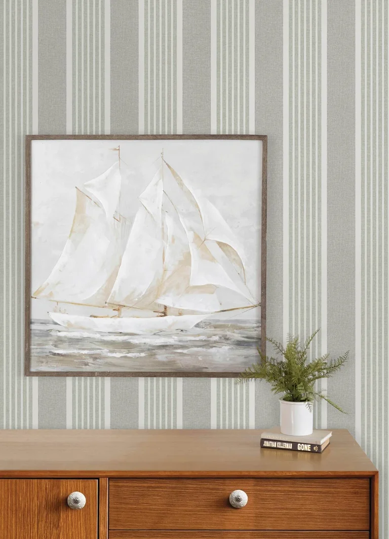 Chesapeake Bingley Embellished Stripe Wallpaper - Green — Ảnh 4