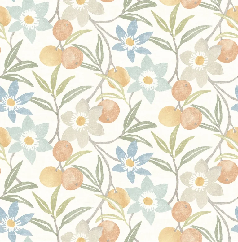 Chesapeake Passiflora Fruit and Floral Wallpaper - Apricot — Image 3
