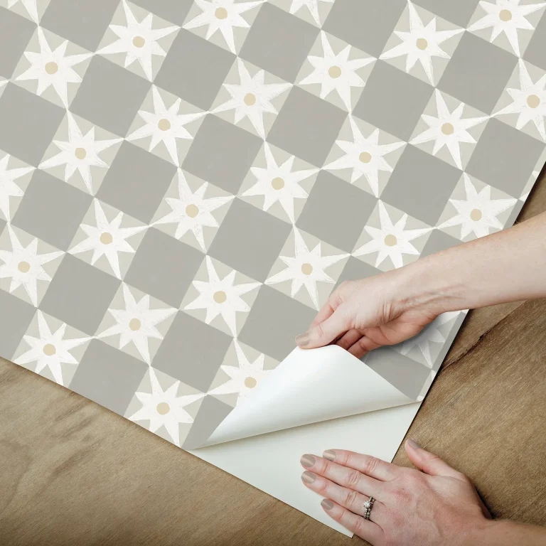 Stardust Checkerboard Peel and Stick Wallpaper - Warm Grey — Ảnh 6