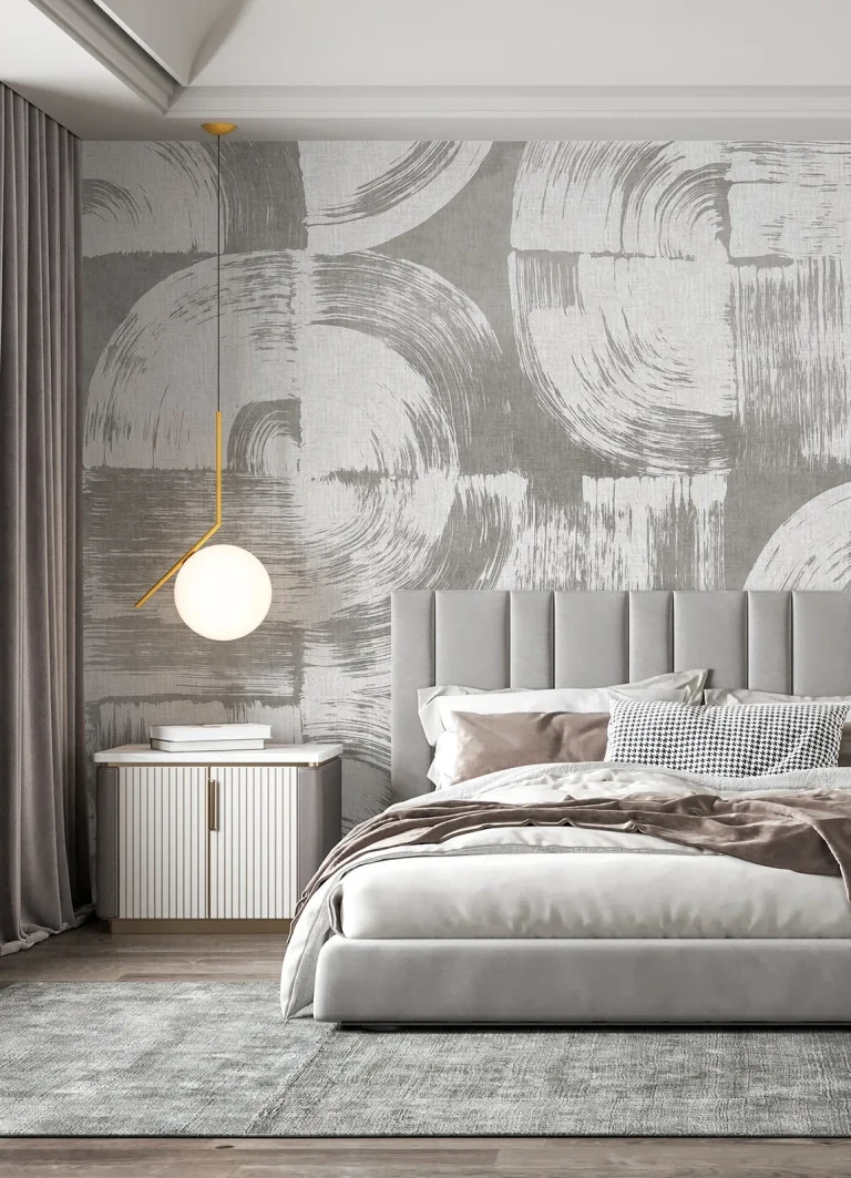 Brushstrokes Wall Mural - Dove Grey — Ảnh 5