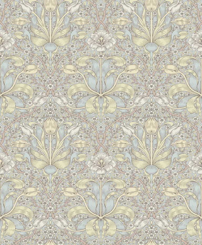 Spring Thicket Tulip Damask Wallpaper - Light Blue — Ảnh 2