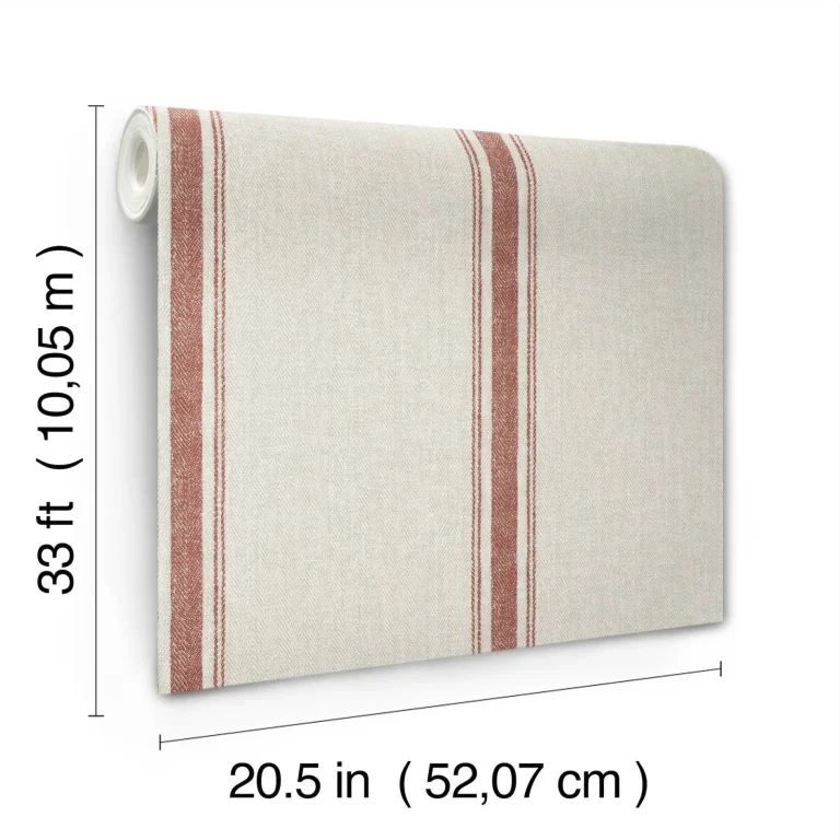 Chesapeake Linette Fabric Stripe Wallpaper - Red — Ảnh 4