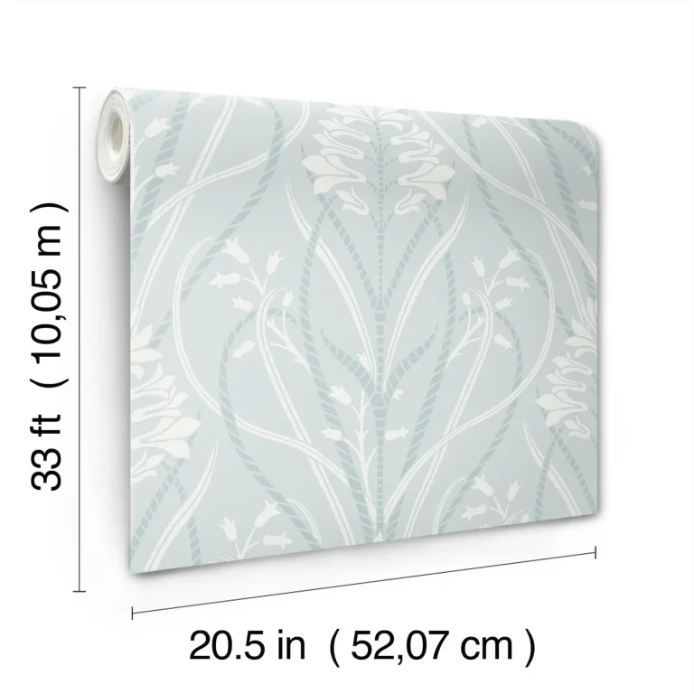 Rosalind Iris Damask Wallpaper - Sky Blue — Ảnh 7