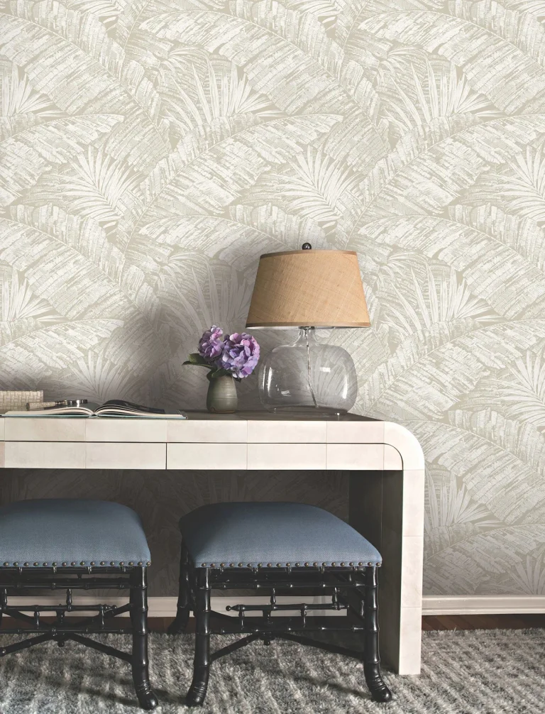 Palm Cove Toile Wallpaper - White/Taupe — Ảnh 8
