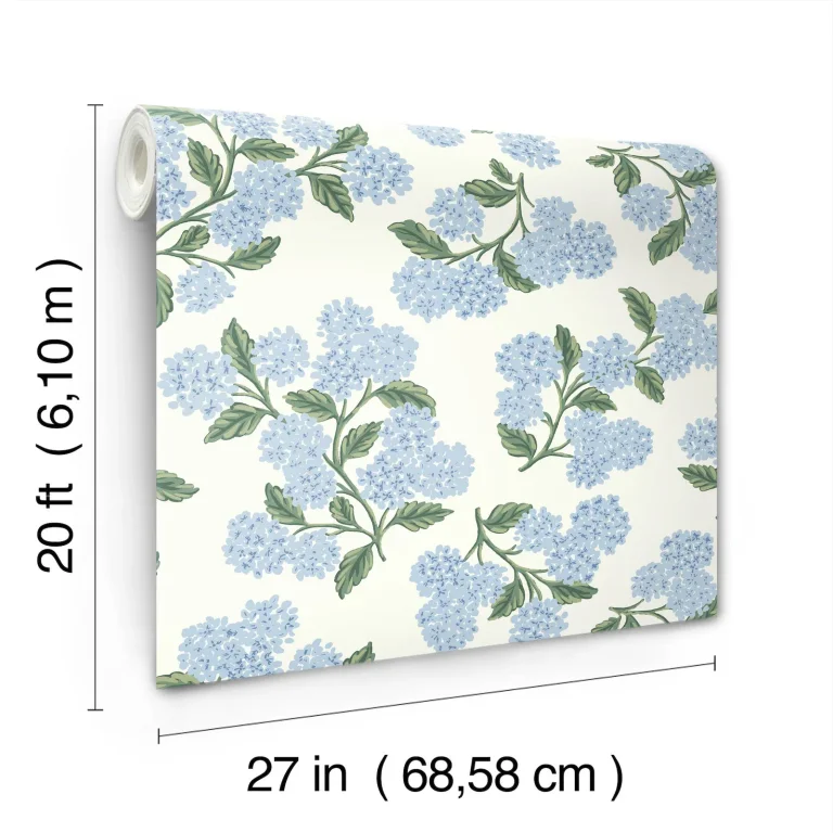 Rifle Paper Co. Hydrangea Peel and Stick Wallpaper - Blue & White — Ảnh 3