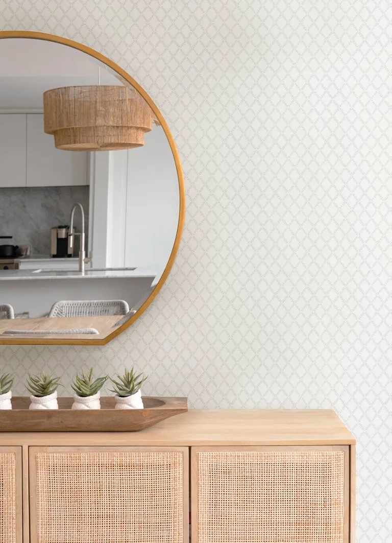 Trevor Leaf Trellis Wallpaper - White — Ảnh 2