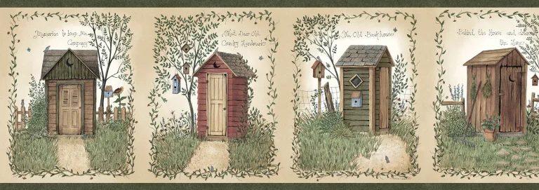 Chesapeake Fisher Outhouse Wallpaper Border - Sage — Ảnh 2
