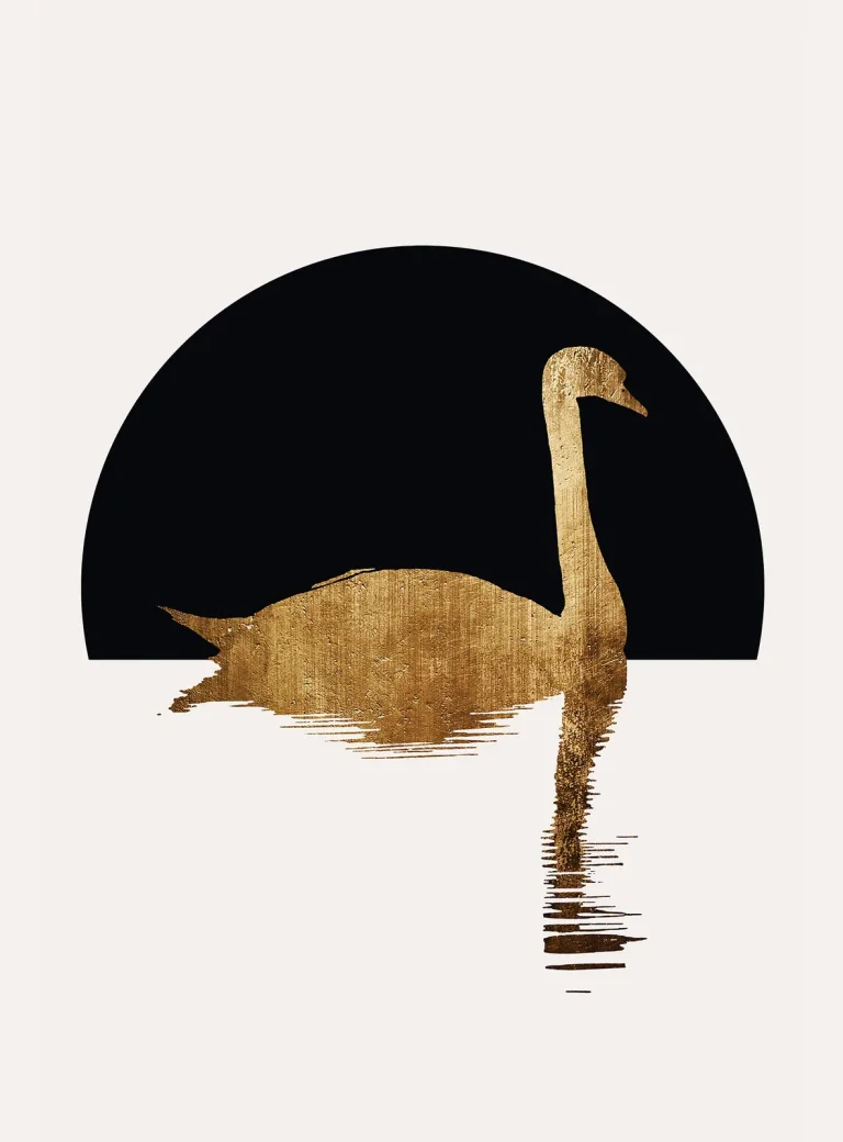 Golden Swan Lake - Wall Mural 5531 - 4 Panel - 192cm x 260cm — Ảnh 2