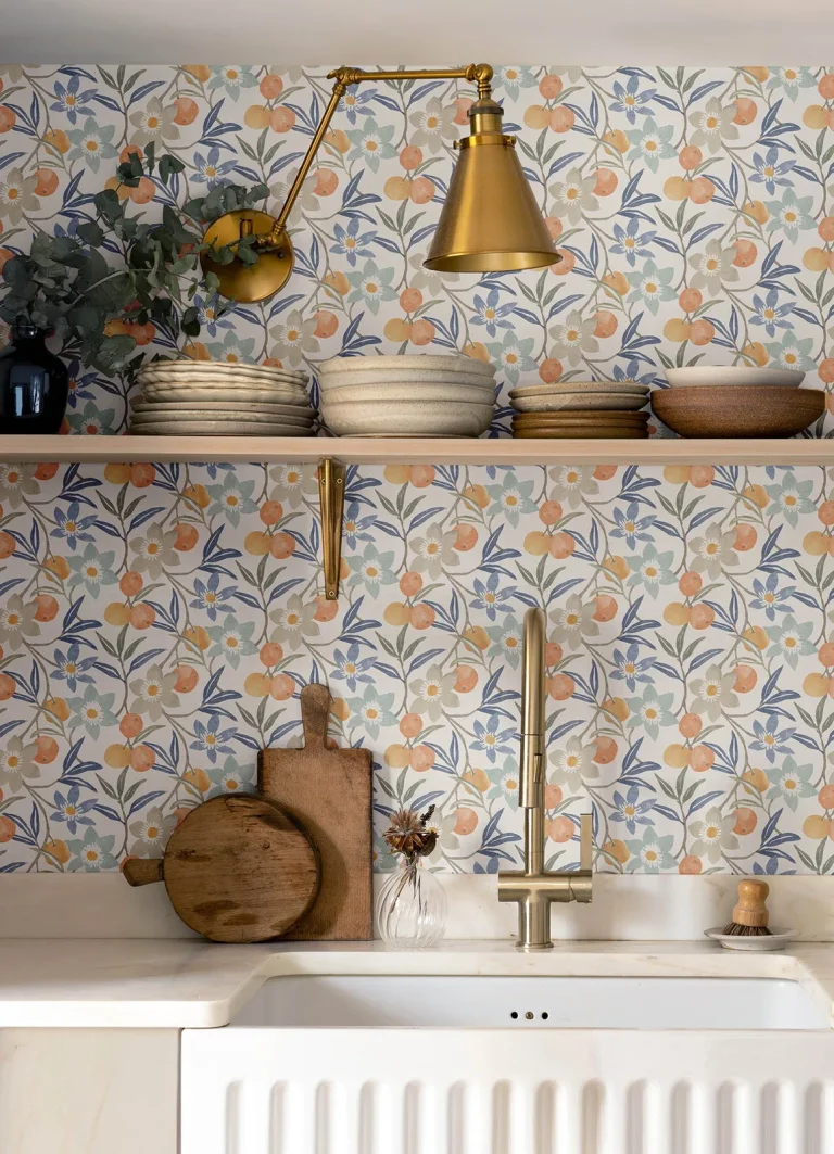 Chesapeake Passiflora Fruit and Floral Wallpaper - Blue — Ảnh 3