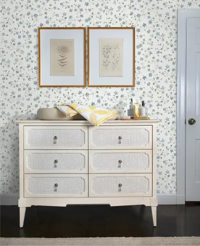 Betsy Floral Trail Wallpaper - Blue