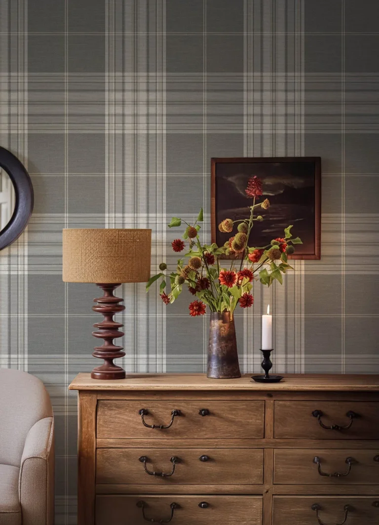 Westley Plaid Wallpaper - Grey — Ảnh 6