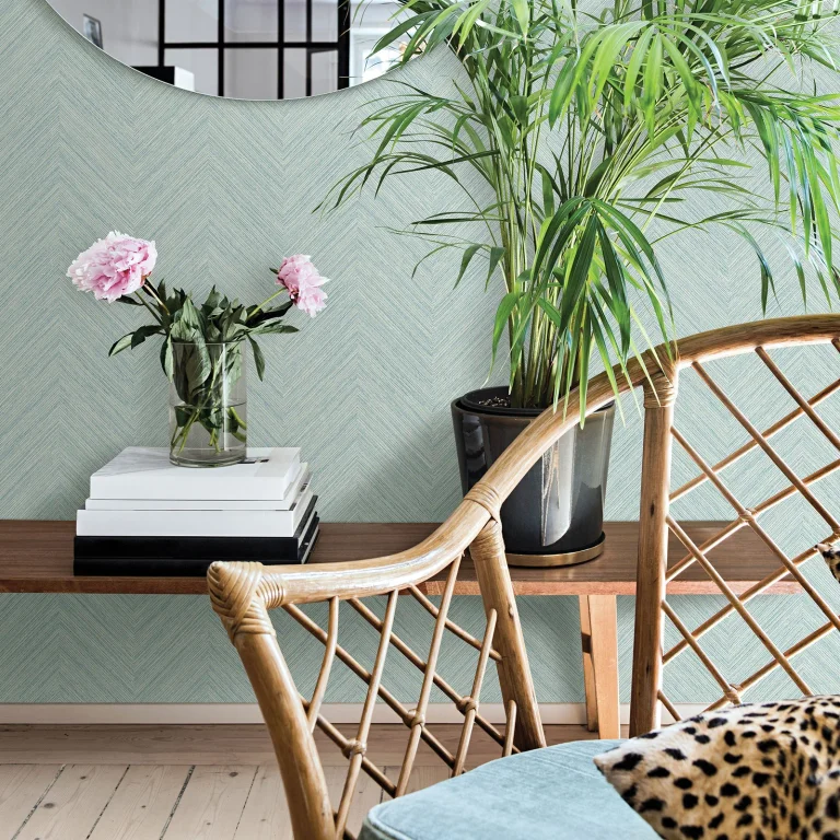 Chesapeake Caladesi Faux Linen Wallpaper - Teal — Ảnh 3