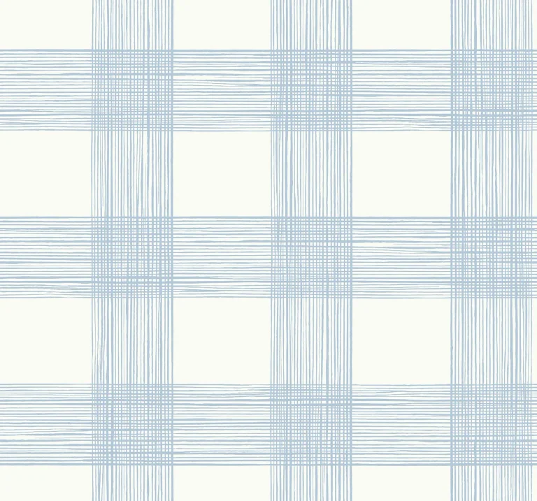 Scarborough Striated Plaid Wallpaper - Light Blue