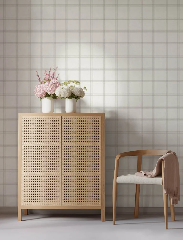 Chesapeake Twain Plaid Wallpaper - Light Grey — Ảnh 6