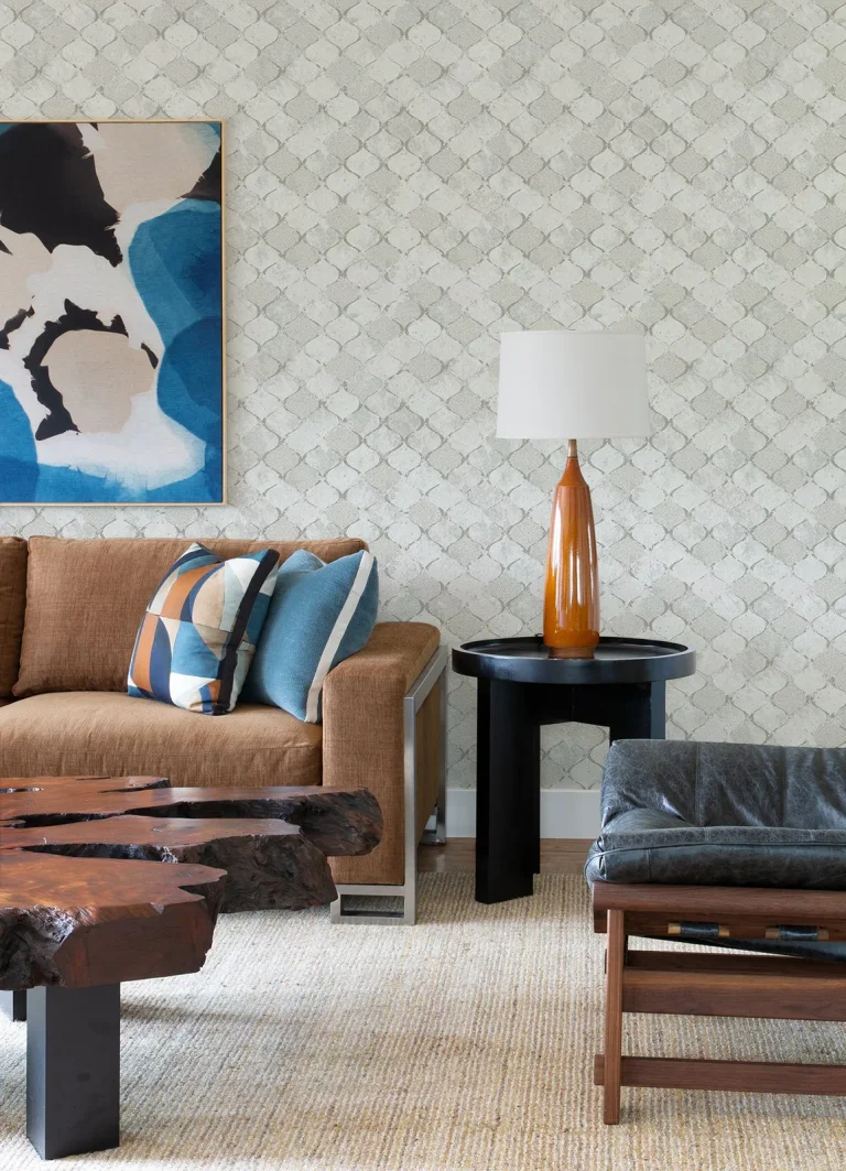 Pilak Ogee Tile Wallpaper - Silver