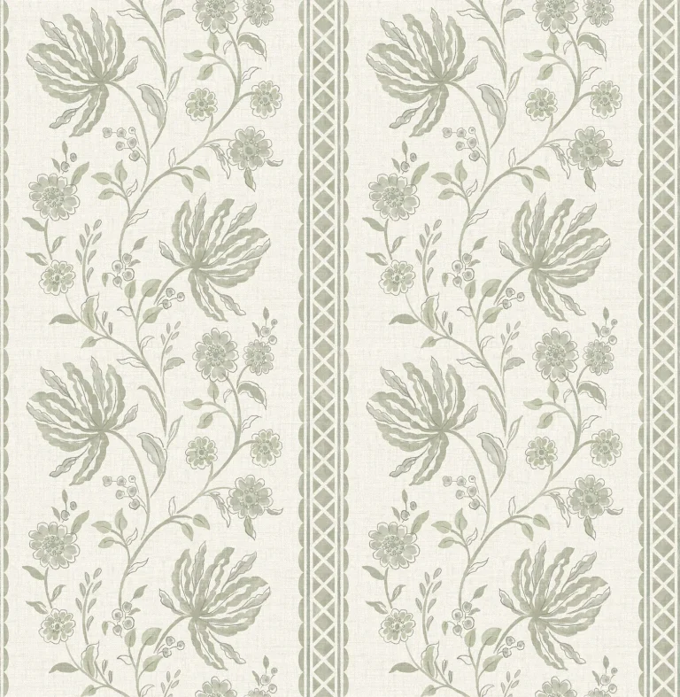 Edgemoor Jacobean Stripe Wallpaper - Sage — Ảnh 5