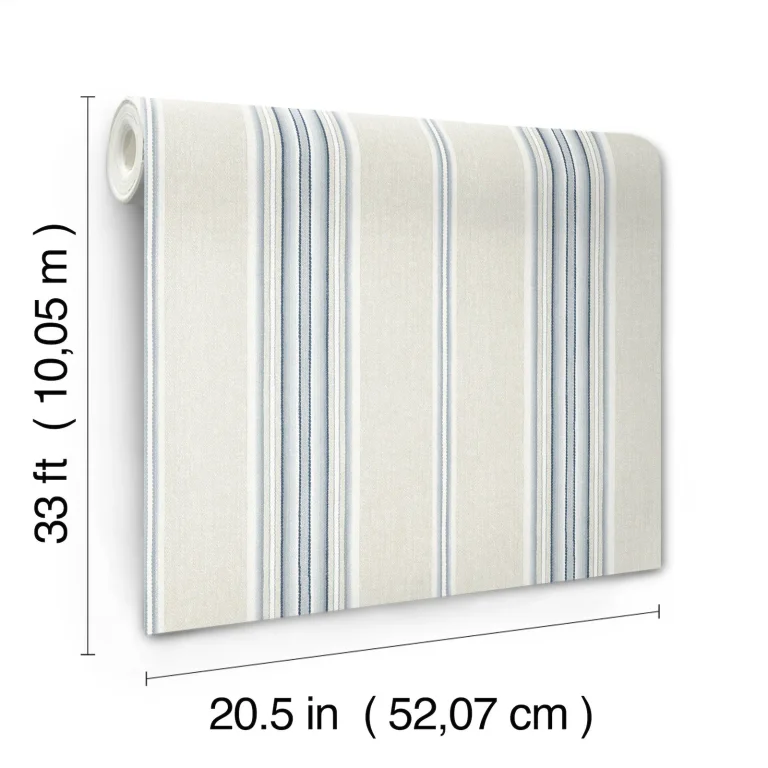 Chesapeake Calvados Linen Stripe Wallpaper - Blue — Ảnh 3