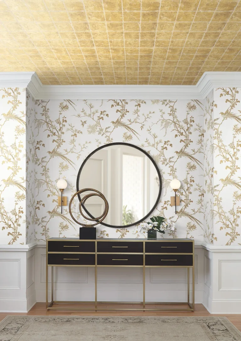 Ronald Redding Metal Leaf Squares Wallpaper - Gold — Ảnh 2