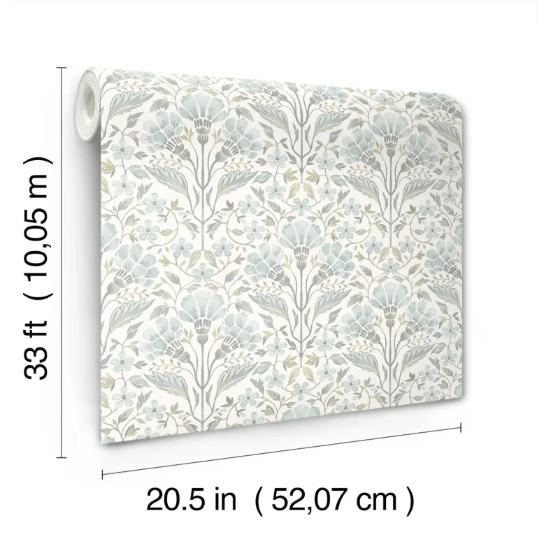 Chesapeake Edith Floral Damask Wallpaper - Light Blue — Image 7