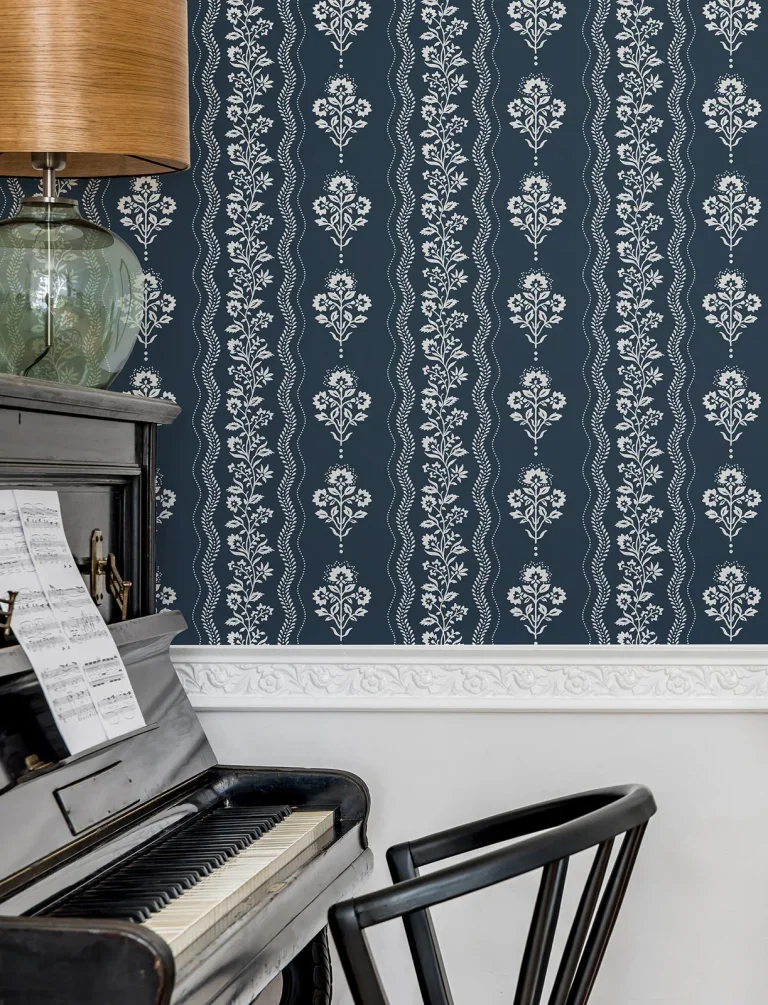 Chesapeake Lenea Floral Stripe Wallpaper - Navy — Ảnh 7