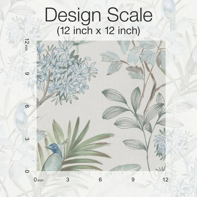 Handpainted Songbird Peel and Stick Wallpaper - Turquiose — Image 3