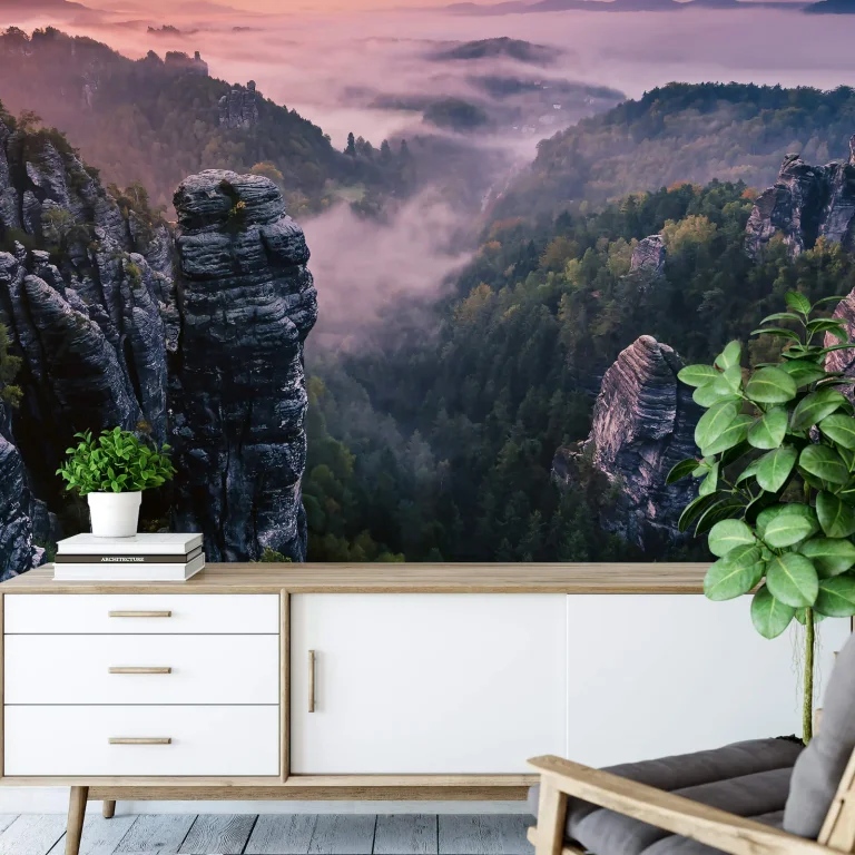 Sunrise on the Rocks - Wall Mural 5136 - 4 Panel - 192cm x 260cm — Ảnh 2