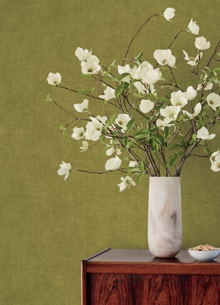 Nuovo Faux Linen Wallpaper - Chartreuse — Ảnh 4