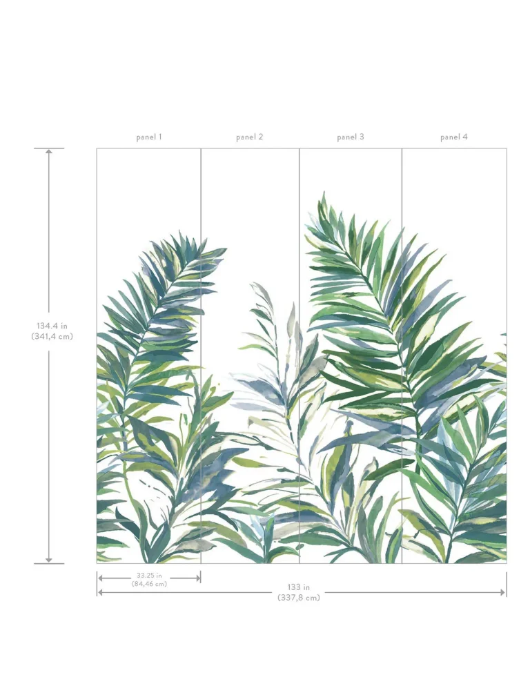 Swaying Palms Wallpaper - Green & Blue Mural — Ảnh 3