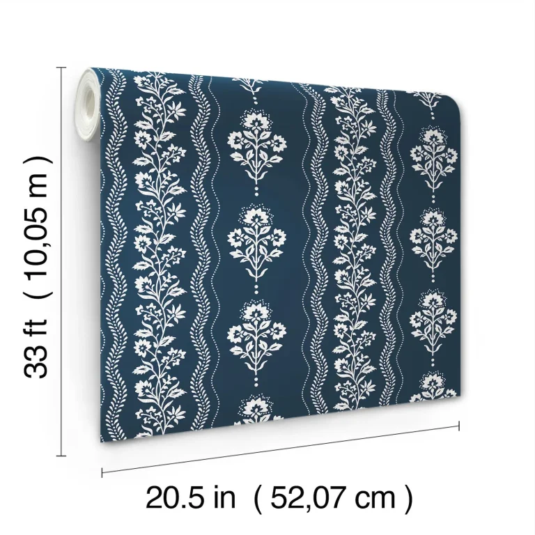 Chesapeake Lenea Floral Stripe Wallpaper - Navy — Ảnh 8