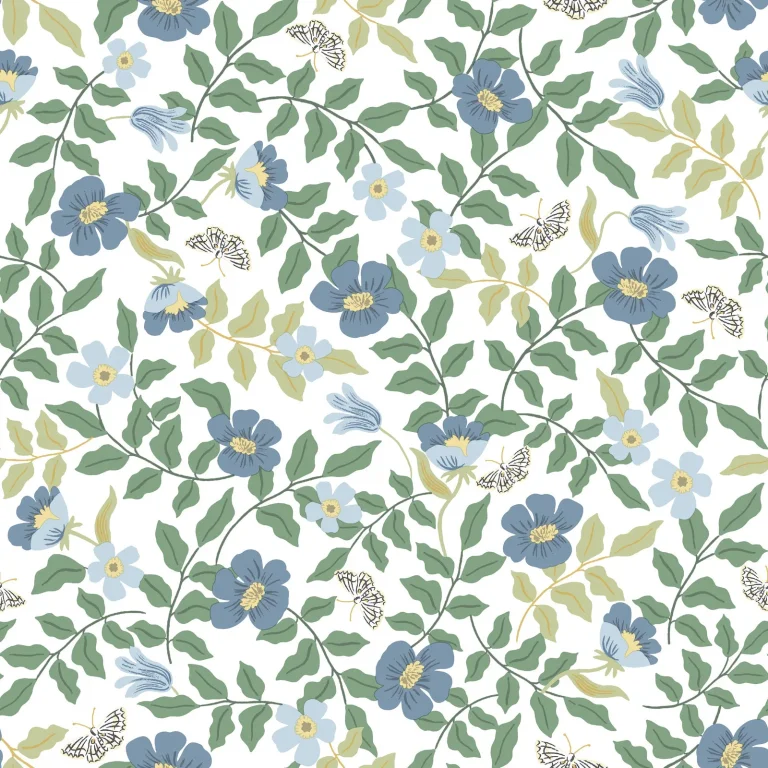 Rifle Paper Co. Primrose Peel and Stick Wallpaper - Blue and Cream — Ảnh 5