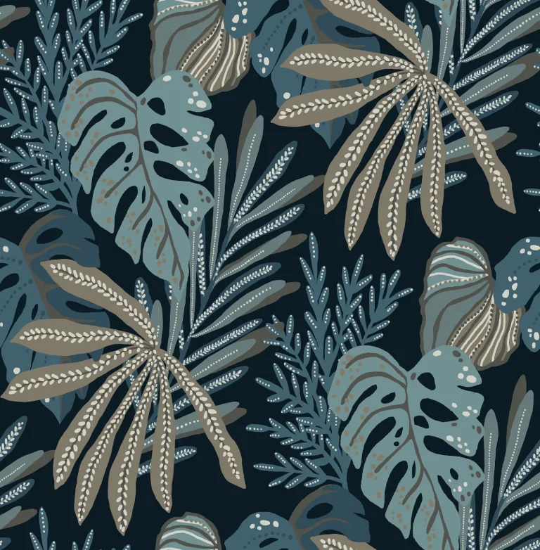 Alocasia Tropical Foliage Wallpaper - Blue — Ảnh 3