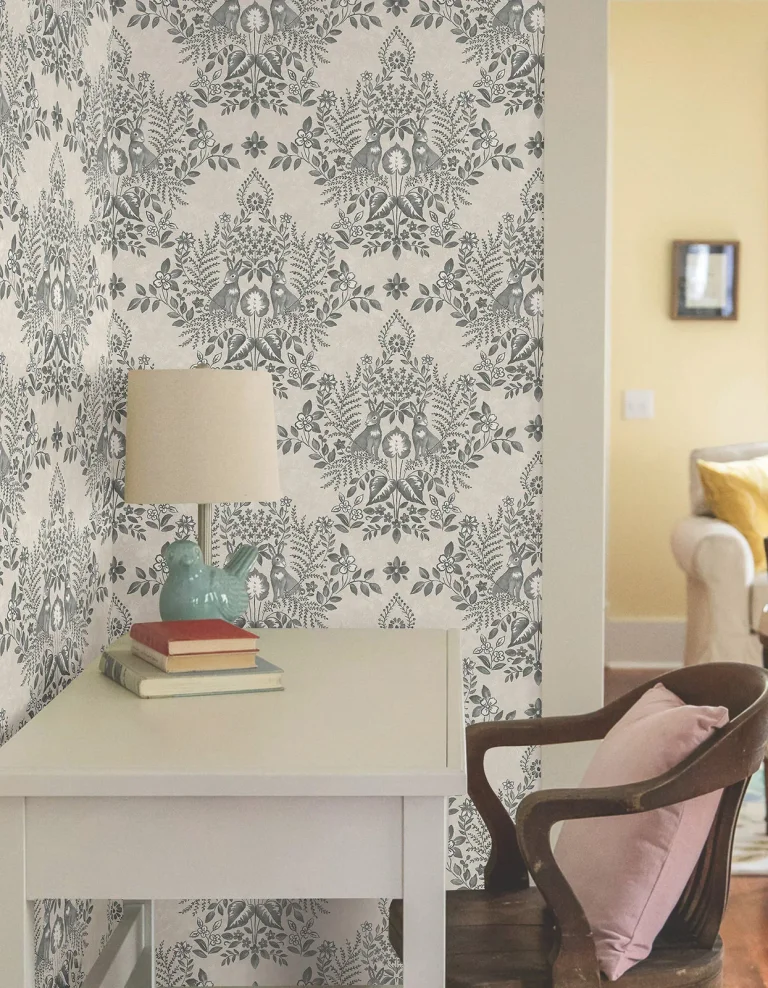 Erin & Ben Cottontail Toile Peel and Stick Wallpaper - Linen/Charcoal — Ảnh 4